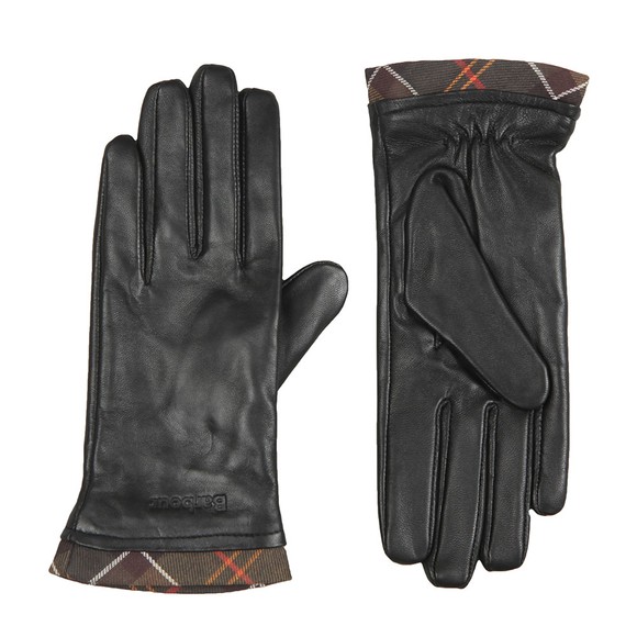 Barbour Lifestyle Womens Black Tartan Trimmed Leather Glove main image