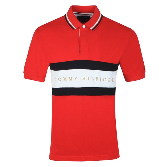 Tommy Hilfiger Mens Red Iconic Chest Stripe Polo main image