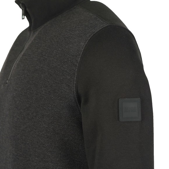 BOSS Mens Black Casual Zolight Half Zip Jumper #2