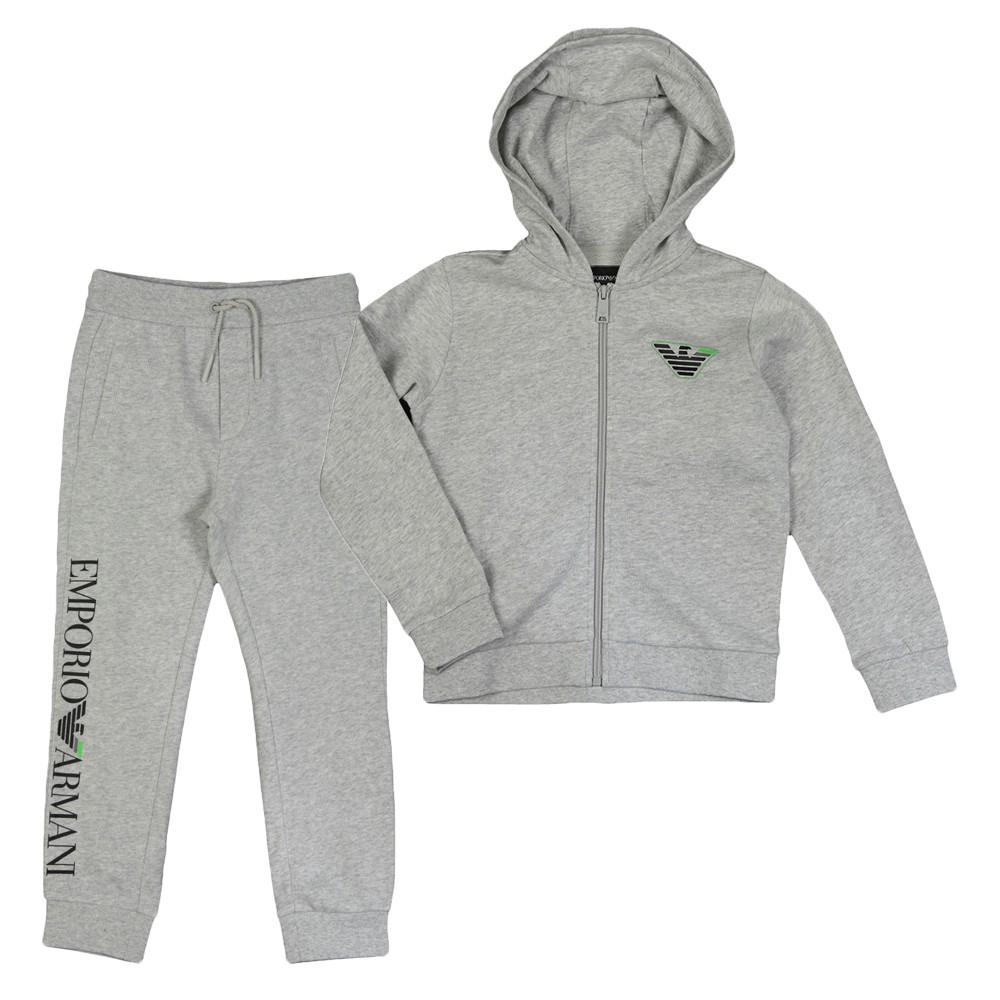 Grey Kids Armani Tracksuit Emporio Armani Boys Outline Logo Tracksuit