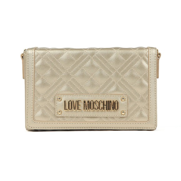 Love Moschino Womens Gold Cross Quilted Clutch Bag #1