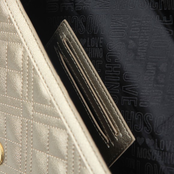 Love Moschino Womens Gold Cross Quilted Clutch Bag #3