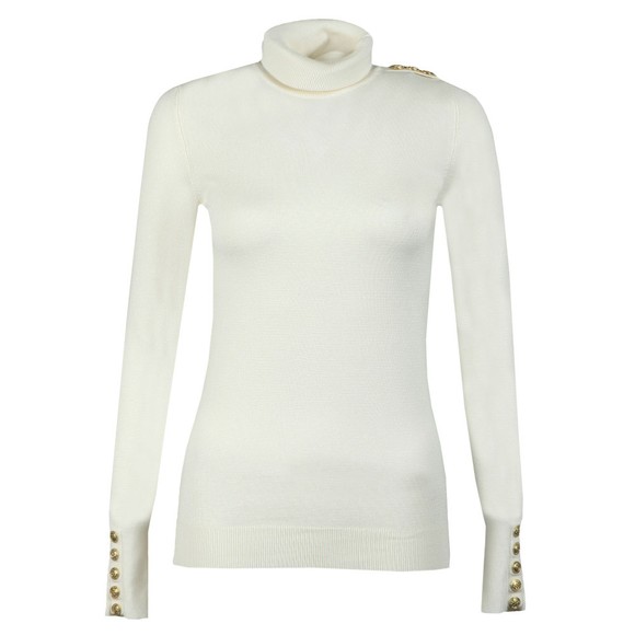 Holland Cooper Womens Off-White Buttoned Knit Roll Neck