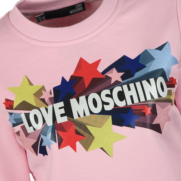 Love Moschino Womens Pink Stelline Sweatshirt #2