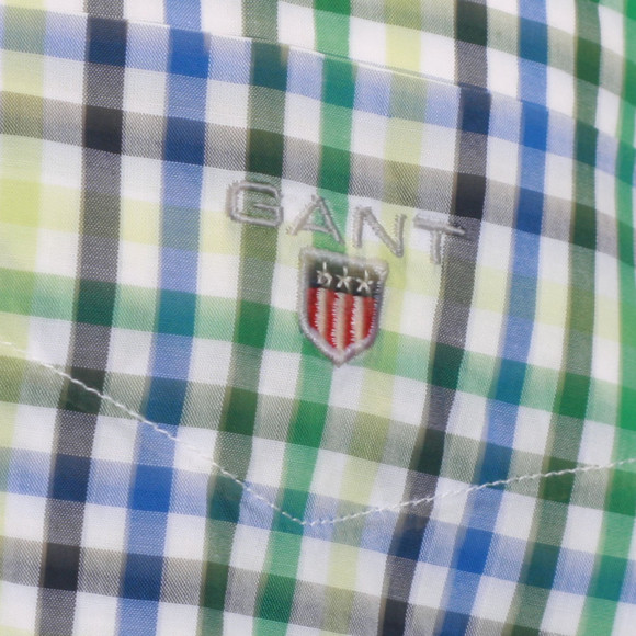 Gant Mens Green Gant Basil Green  P.S. Sport Poplin LS Small Check Shirt main image