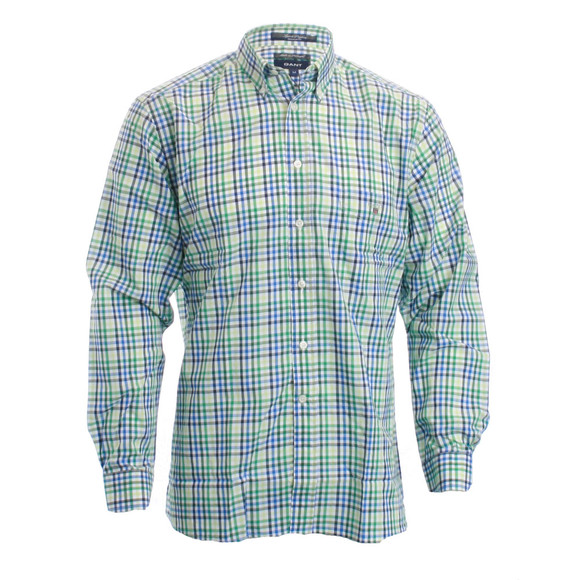 Gant Mens Green Gant Basil Green  P.S. Sport Poplin LS Small Check Shirt main image