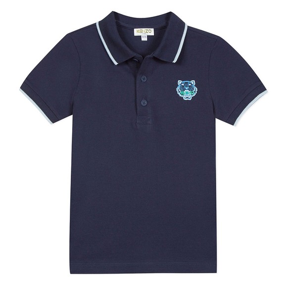 Kenzo Kids Boys Blue Tipped Tiger Logo Polo Shirt main image