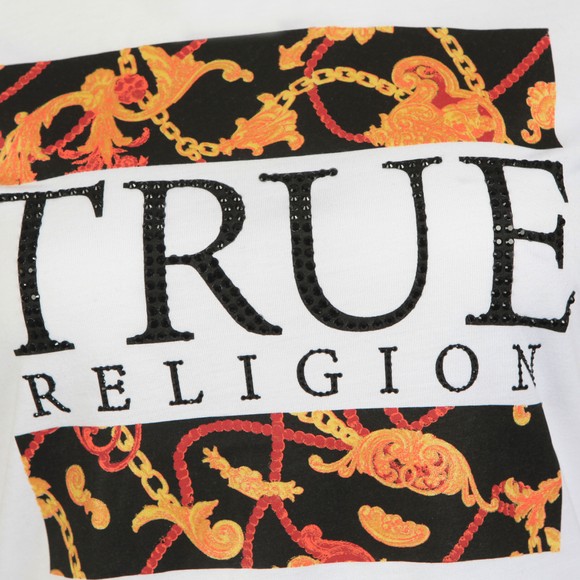 True Religion Womens White Crystal Chain Crew T-Shirt main image