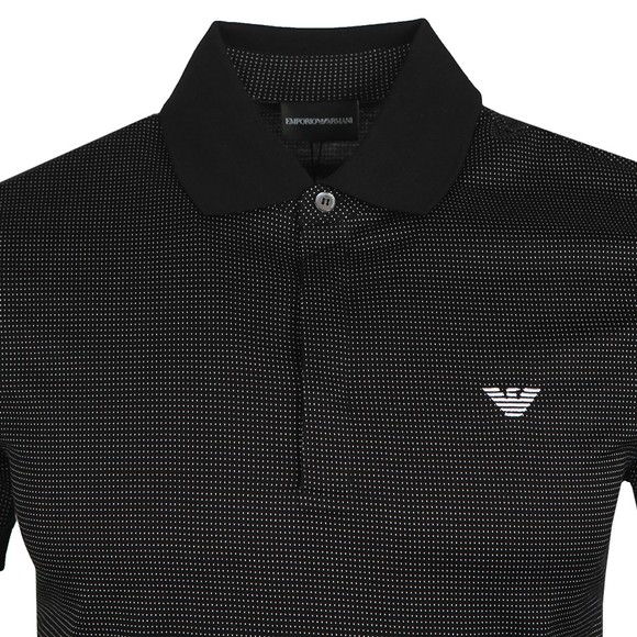 Emporio Armani Mens Black Micro Dot Polo Shirt main image