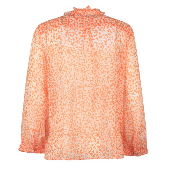 French Connection Womens Orange Cade Crinkle Ruffle Neck Blouse #3