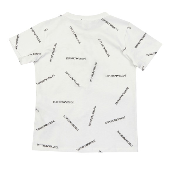 Emporio Armani Boys White Allover Logo Crew T Shirt main image