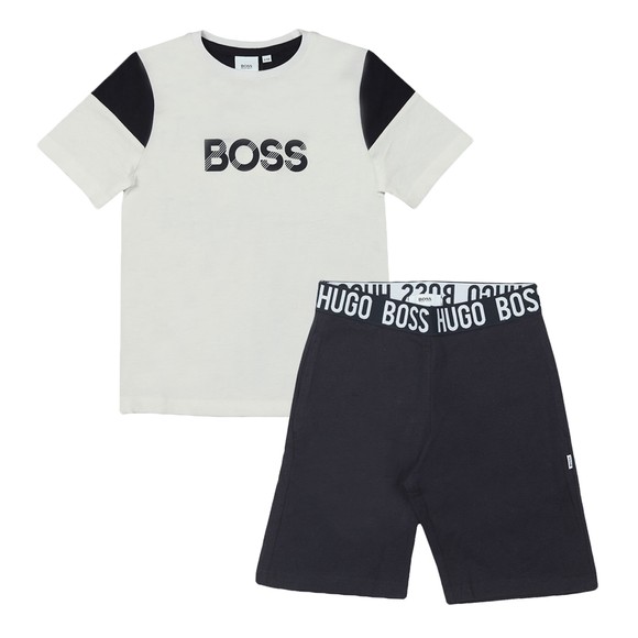 BOSS Boys White J28072 T Shirt & Short Set #1