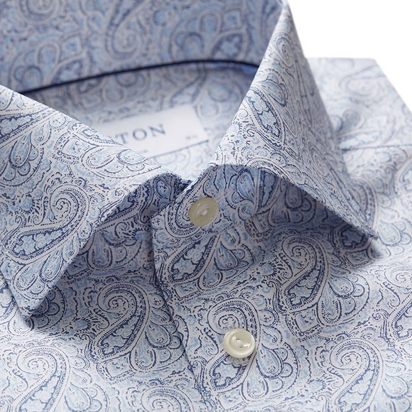 Eton Mens Blue Antique Paisley Poplin Shirt main image