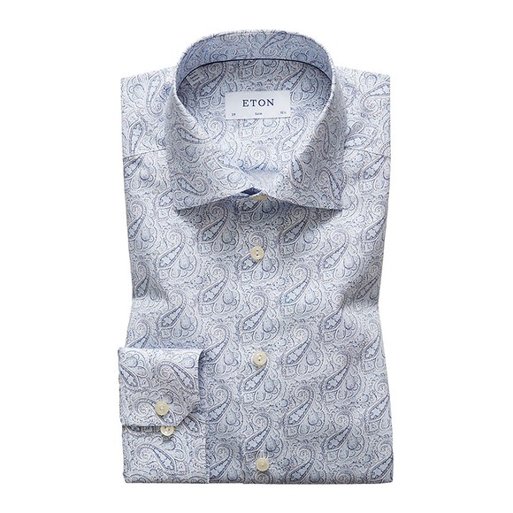 Eton Mens Blue Antique Paisley Poplin Shirt main image