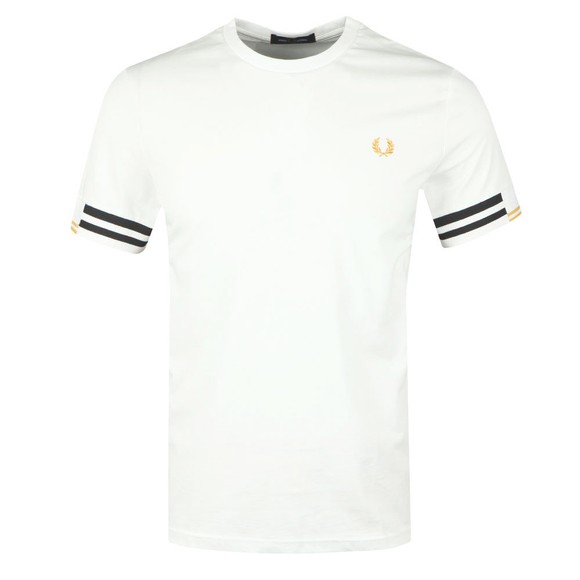 Fred Perry Mens White Abstract Cuff T-Shirt main image