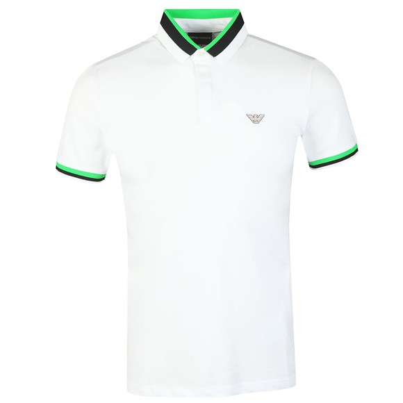 Emporio Armani Mens White Colour Block Collar Polo Shirt main image