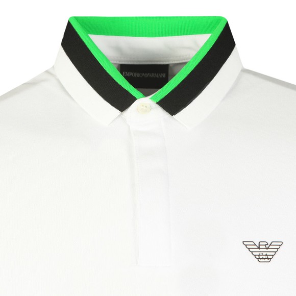 Emporio Armani Mens White Colour Block Collar Polo Shirt main image