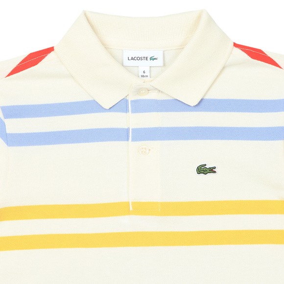 Lacoste Boys Off-White PJ4911 Stripe Polo Shirt main image