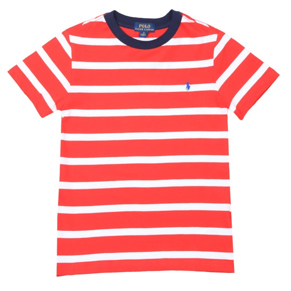 Polo Ralph Lauren Boys Red Block Stripe Crew T Shirt main image