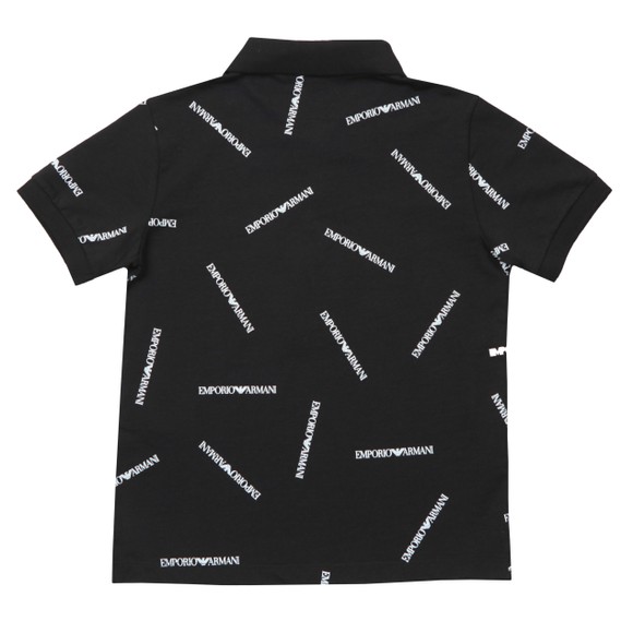 Emporio Armani Boys Black Allover Logo Polo Shirt main image