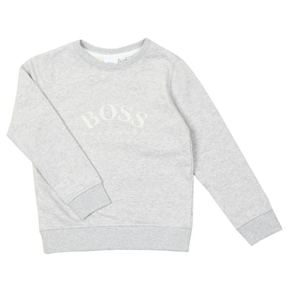 BOSS Boys Grey Curved Logo Sweatshirt main image