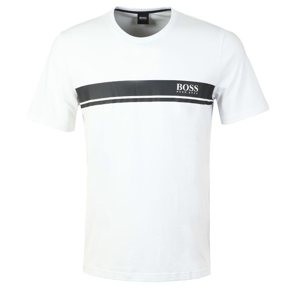 BOSS Bodywear Mens White Relax Stripe T-Shirt #1