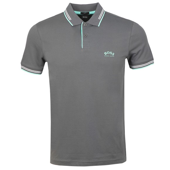 BOSS Mens Grey Athleisure Paul Curved Polo Shirt main image