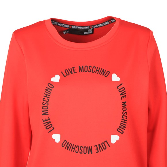 Love Moschino Womens Red Circle Logo Sweatshirt #2