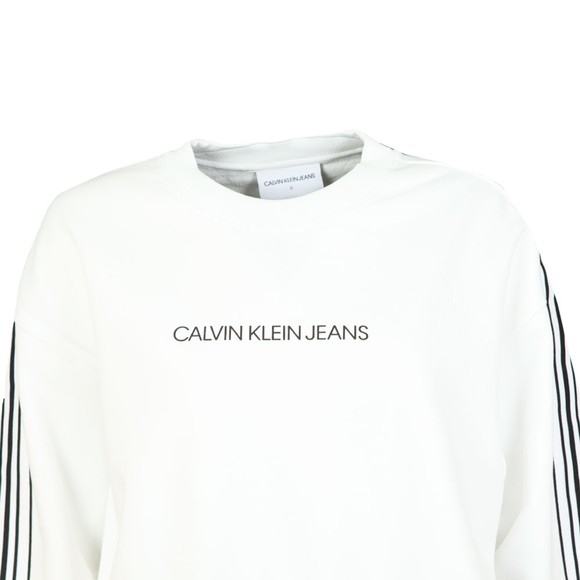 Calvin Klein Jeans Womens White Stripe Tape Cropped Sweatshirt main image