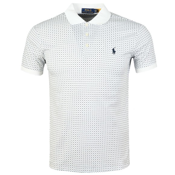 Polo Ralph Lauren Mens White Patterned Pima Cotton Polo Shirt #1