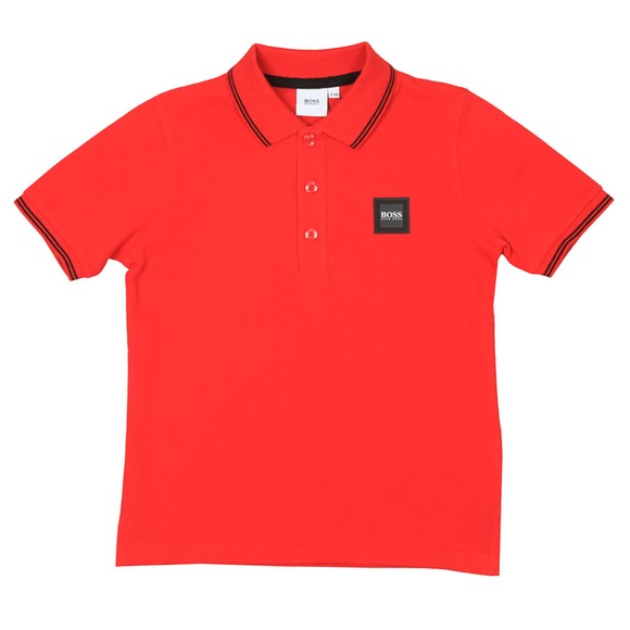 BOSS Boys Red Square Badge Polo Shirt main image