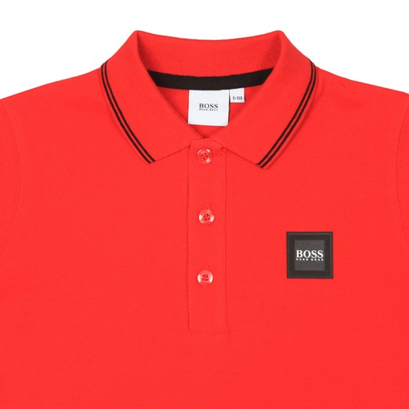 BOSS Boys Red Square Badge Polo Shirt main image