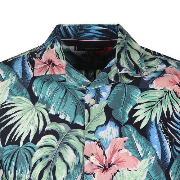 Tommy Hilfiger Mens Green Hawaiian Print SS Shirt main image