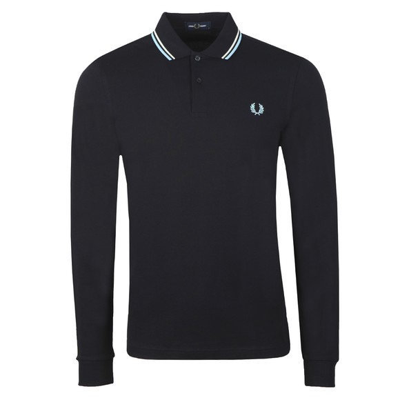 Fred Perry Mens Blue L/S Tipped Polo Shirt #1