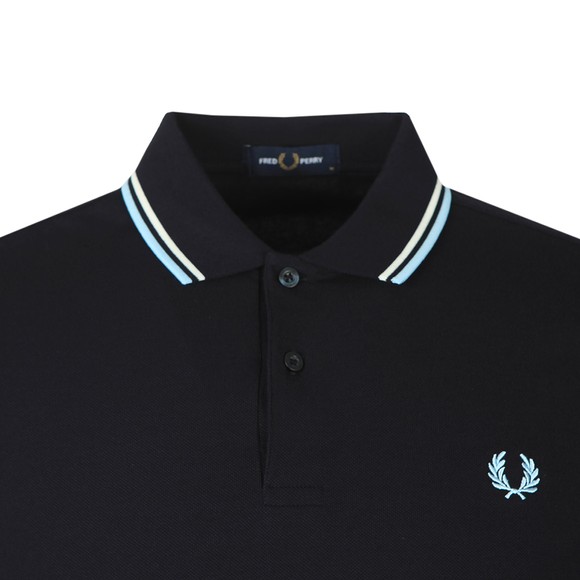 Fred Perry Mens Blue L/S Tipped Polo Shirt #2
