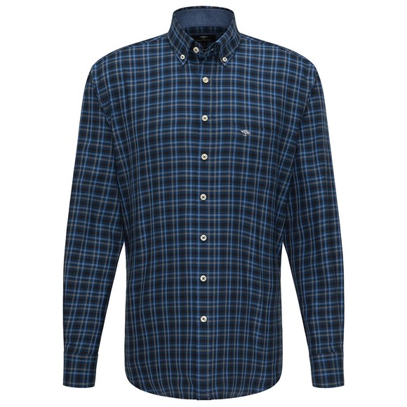Fynch Hatton Mens Blue Combi Check Shirt main image