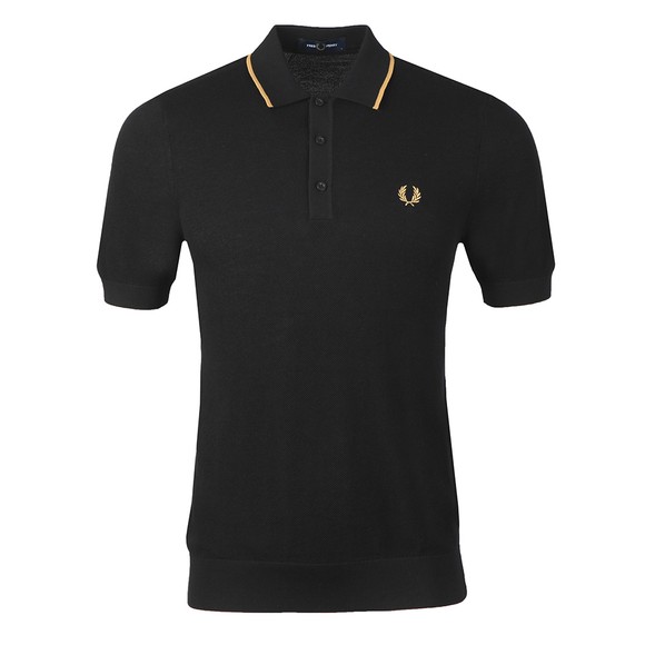 black fred perry knitted polo shirt