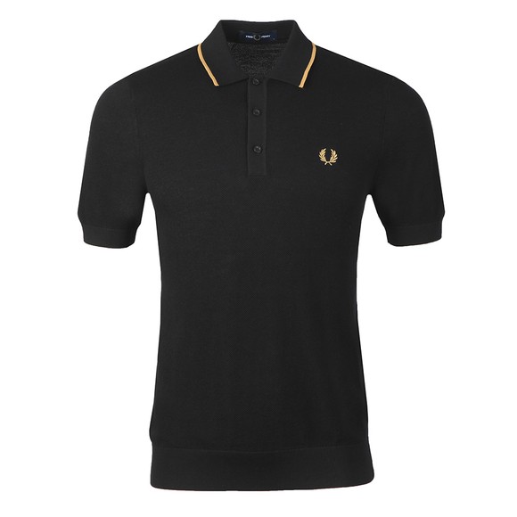 Fred Perry Mens Black Tipped Knitted Polo Shirt main image