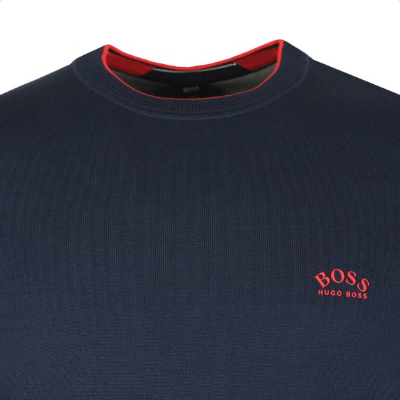 BOSS Mens Blue Athleisure Riston Knitted Jumper #2