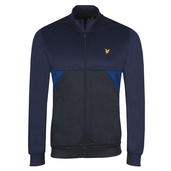 Lyle & Scott Mens Blue Geo Panel Zip Through Sweatshirt main image