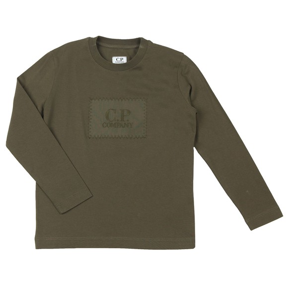 C.P. Company Undersixteen Boys Green Stamp Logo Long Sleeve T Shirt main image