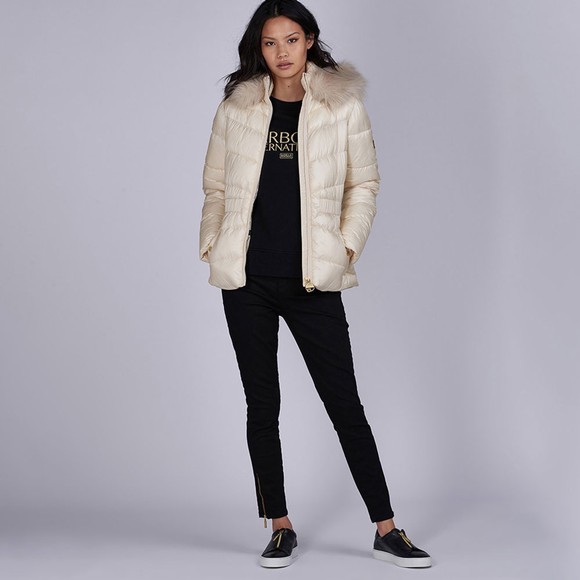 Barbour International Womens Off-White Checkside Quilted Jacket #2