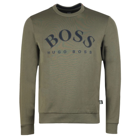 BOSS Mens Green Athleisure Salbo Curved Sweatshirt #1