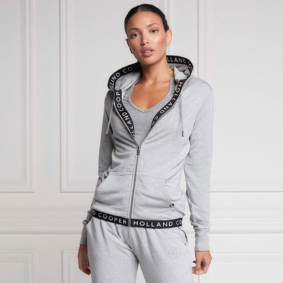 Holland Cooper Womens Grey Zip Lounge Hoody #1