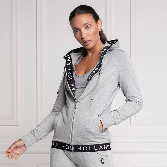 Holland Cooper Womens Grey Zip Lounge Hoody #4