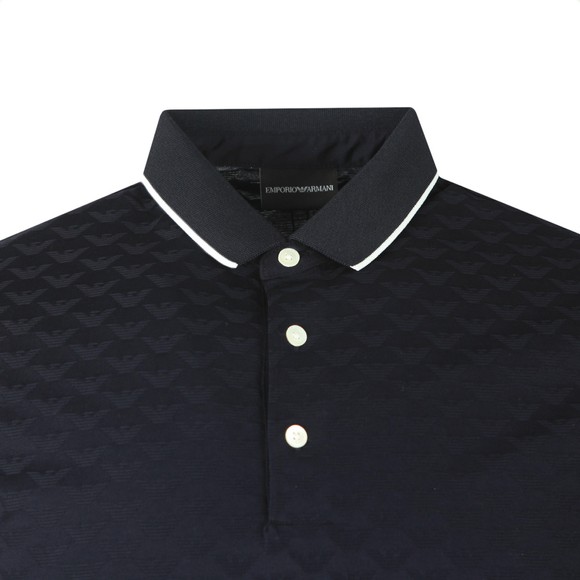 Emporio Armani Mens Blue Allover Pattern Polo Shirt main image