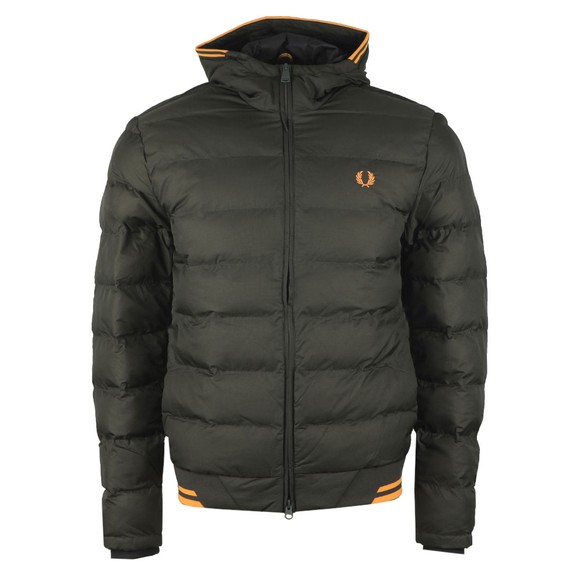 Fred Perry Mens Green Hooded Insulated Jacket #1