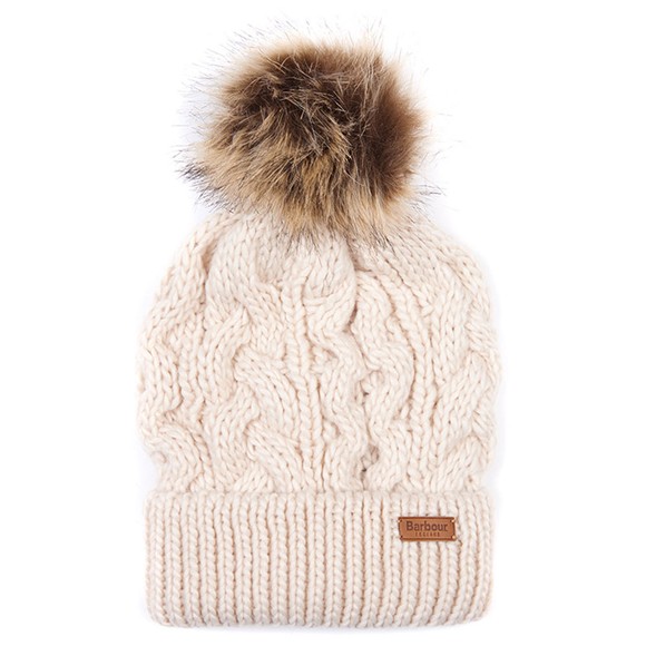Barbour Lifestyle Womens Pink Penshaw Cable Beanie #1