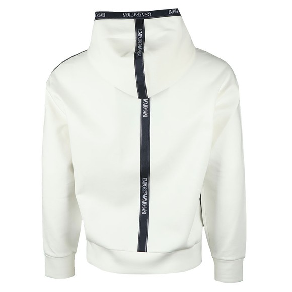 Emporio Armani Mens Off-White Body Tape Overhead Hoody main image