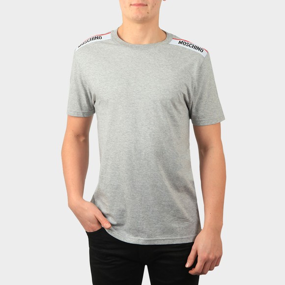 Moschino Mens Grey Tape Shoulder T-Shirt #2
